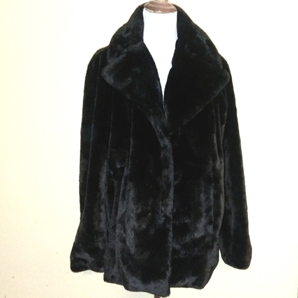 Faux Fur Black Jacket by TWRHLL Christie Brinkley NIP - Picture 3 of 10